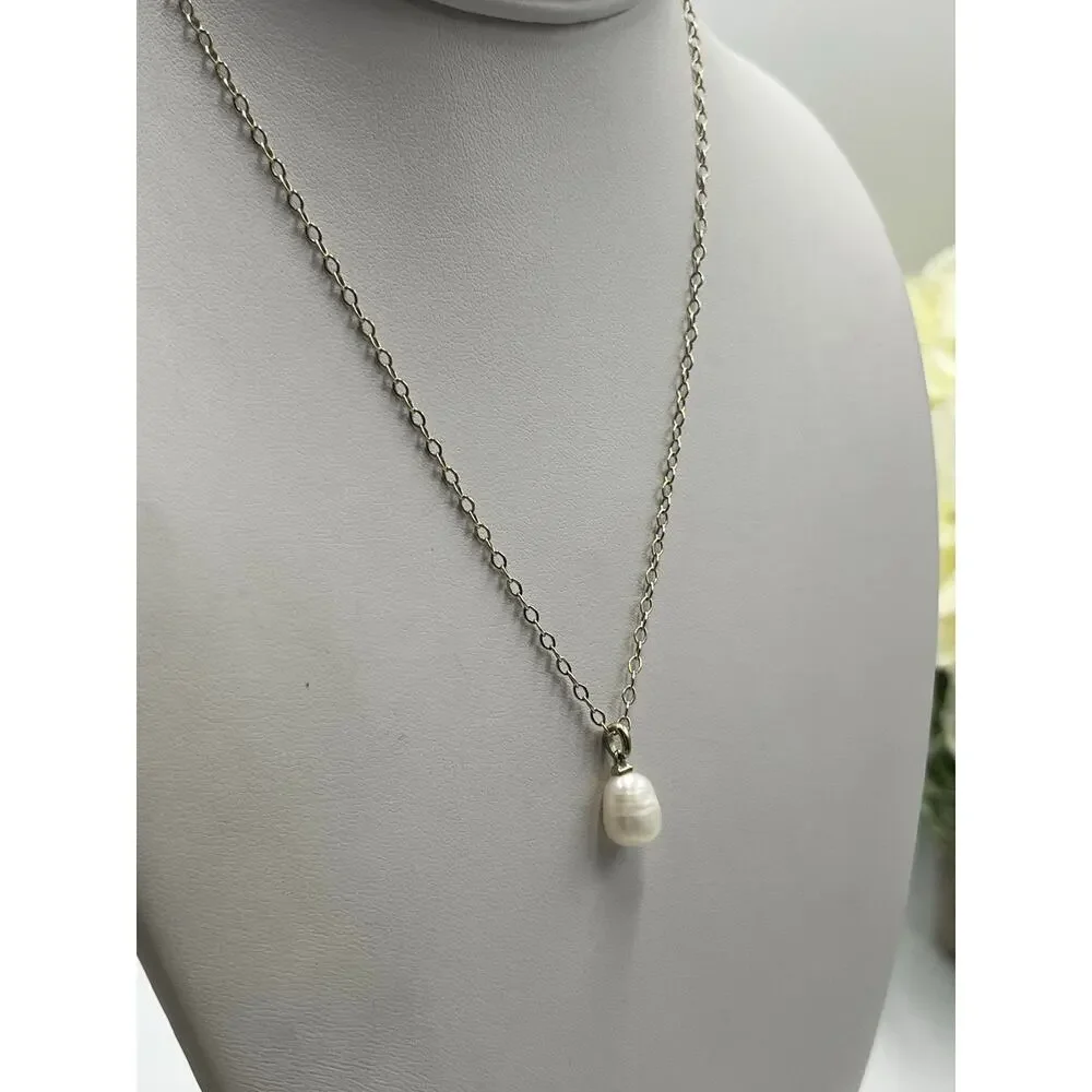 Kendra Scott Lindsay Silver Single Strand‎ White Pearl Necklace Reworked